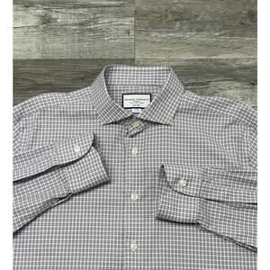 Charles Tyrwhitt Tattersall Plaid Men XL 17/36 Slim Fit Button Dress Shirt